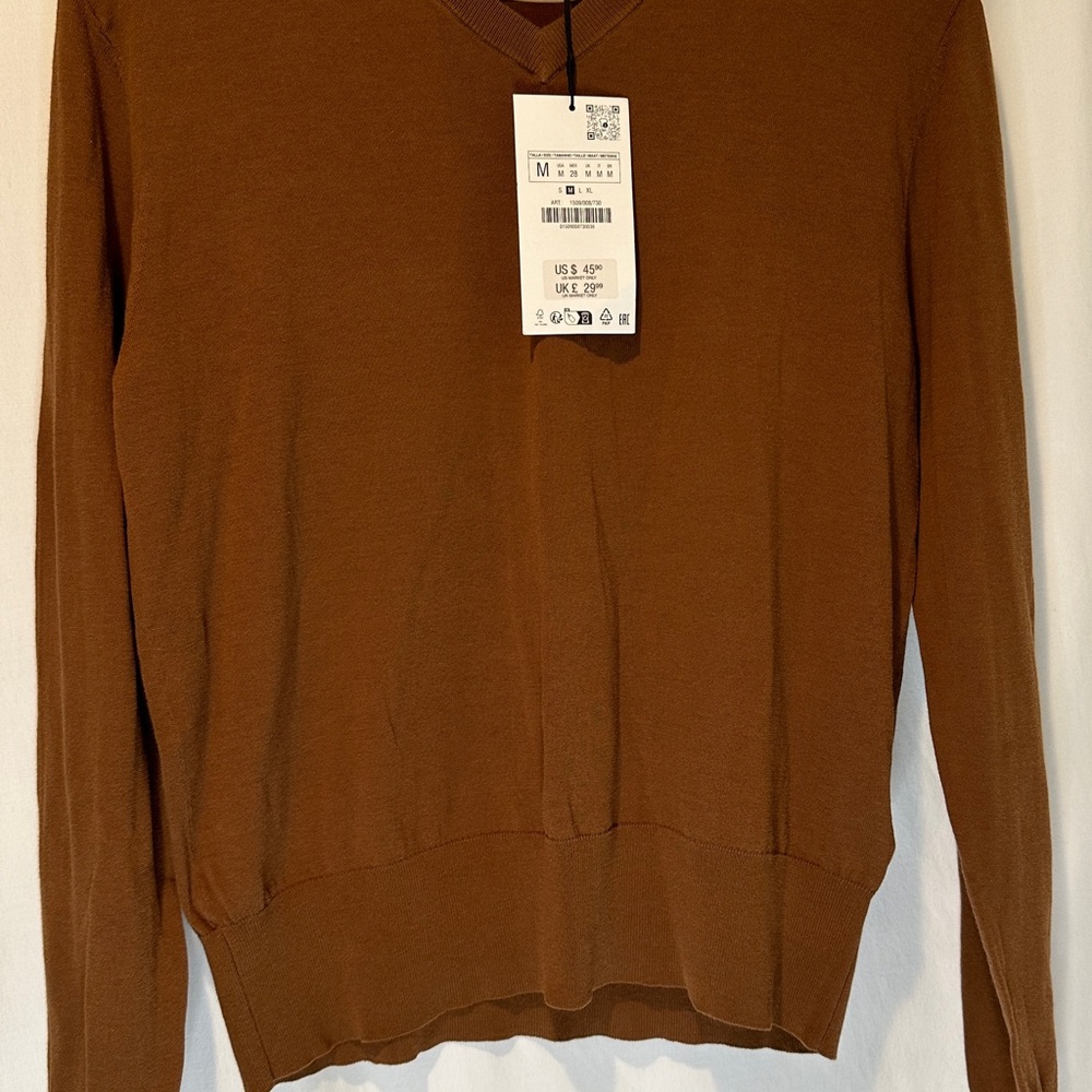 NEW Zara Brown V-Neck Top / Sweater